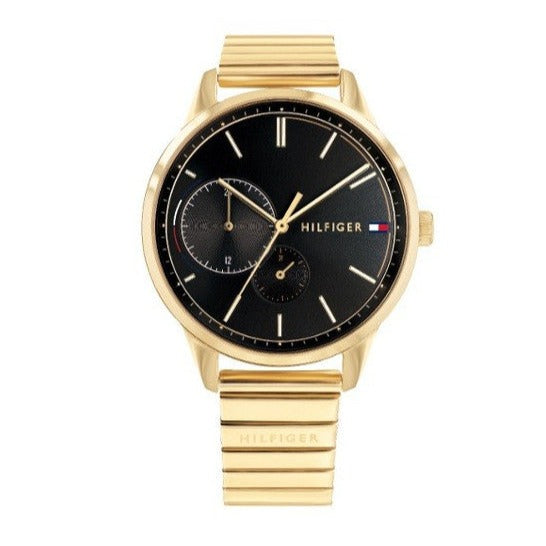 Shop Tommy Hilfiger Brooke Black Dial Gold Steel Strap Watch for Women - 1782019 in USA