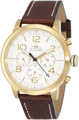 Tommy Hilfiger Jake Quartz White Dial Brown Leather Strap Watch for Men - 1791231