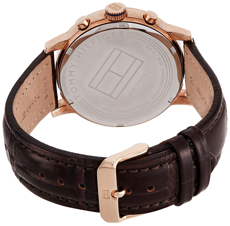 Tommy Hilfiger Aiden Quartz Blue Dial Brown Leather Strap Watch for Men - 1791308
