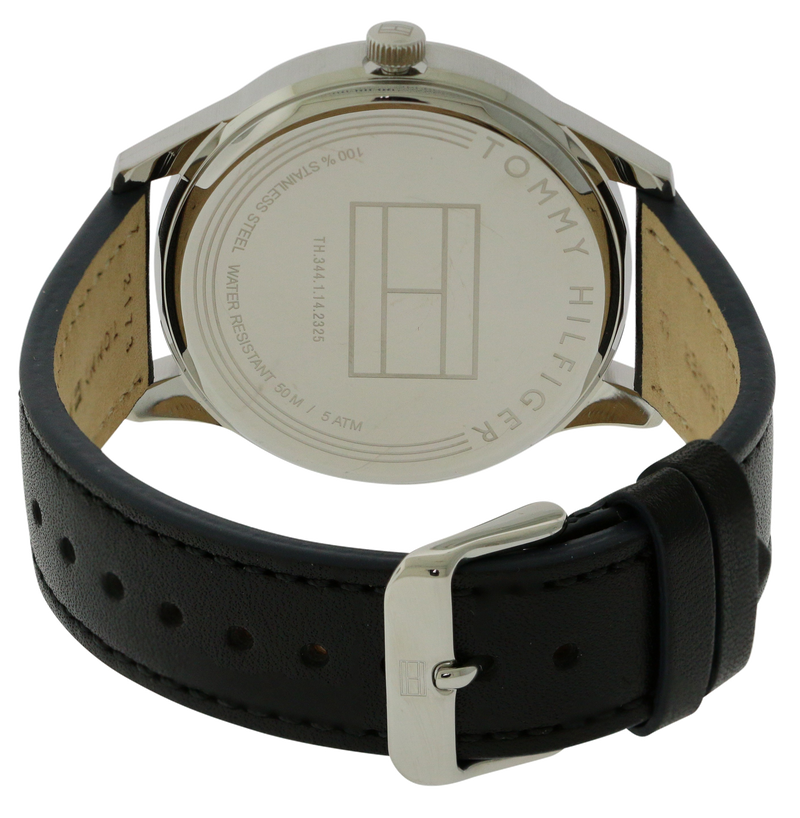 Shop Tommy Hilfiger Damon Multifunction Black Dial Black Leather Strap Watch for Men - 1791417 in USA