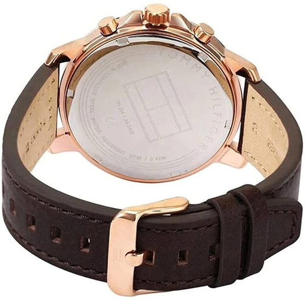 Tommy Hilfiger London Chronograph Blue Dial Brown Leather Strap Watch for Men - 1791532