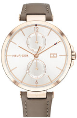 Shop Tommy Hilfiger Angela Quartz Silver Dial Brown Leather Strap Watch for Women - 1782125 in USA