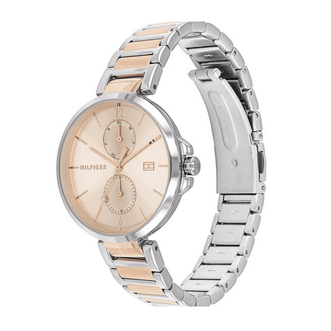 Shop Tommy Hilfiger Angela Chronograph Pink Dial Two Tone Steel Strap Watch for Women - 1782127 in USA