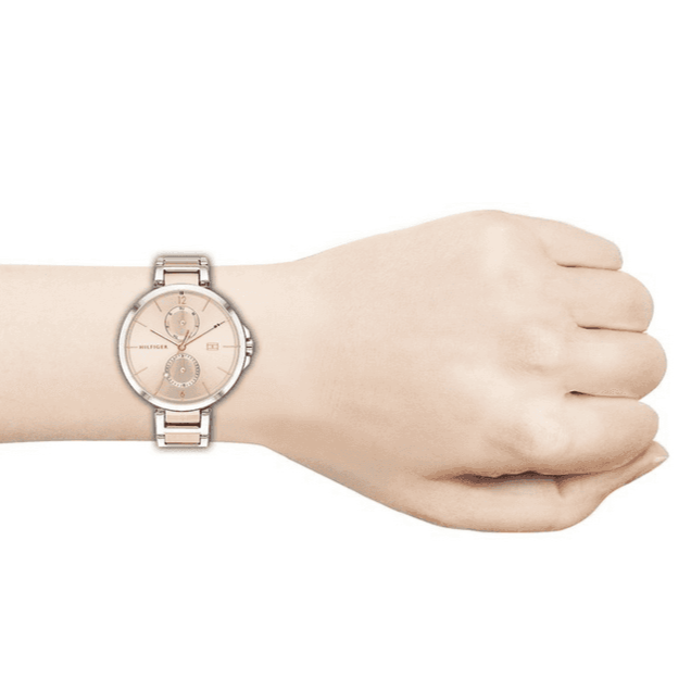 Shop Tommy Hilfiger Angela Chronograph Pink Dial Two Tone Steel Strap Watch for Women - 1782127 in USA