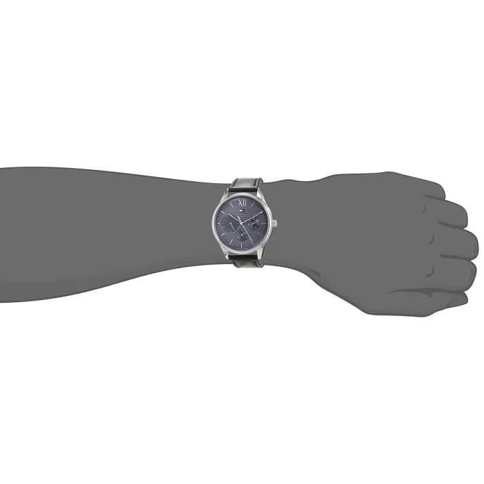 Shop Tommy Hilfiger Damon Multifunction Black Dial Black Leather Strap Watch for Men - 1791417 in USA