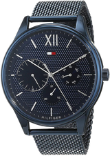 Shop Tommy Hilfiger Damon Quartz Blue Dial Blue Mesh Bracelet Watch for Men - 1791421 in USA