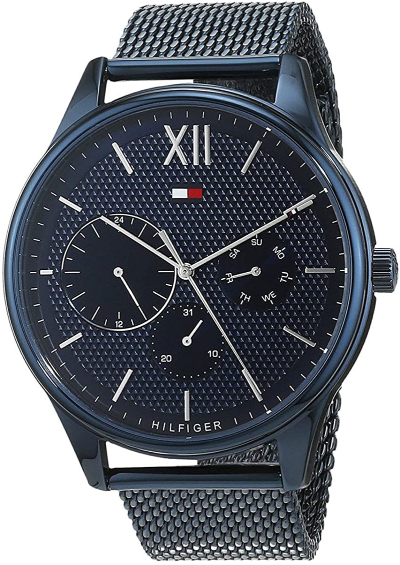 Shop Tommy Hilfiger Damon Quartz Blue Dial Blue Mesh Bracelet Watch for Men - 1791421 in USA
