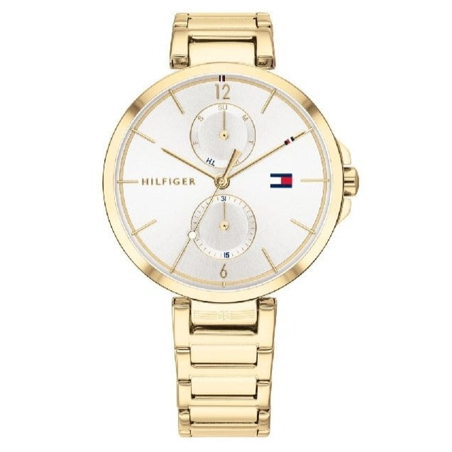 Shop Tommy Hilfiger Angela White Dial Gold Steel Strap Watch for Women - 1782128 in USA