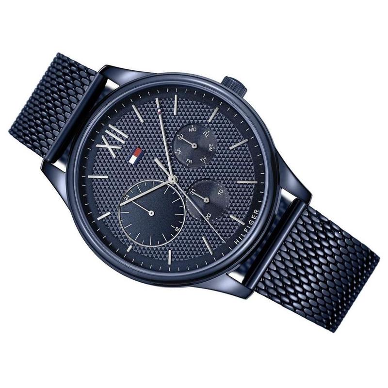 Shop Tommy Hilfiger Damon Quartz Blue Dial Blue Mesh Bracelet Watch for Men - 1791421 in USA