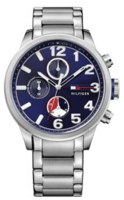 Shop Tommy Hilfiger Jackson Chronograph Blue Dial Silver Steel Strap Watch for Men - 1791242 in USA