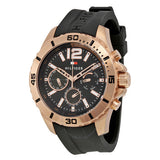 Shop Tommy Hilfiger Sport Multifunction Black Dial Black Rubber Strap Watch for Men - 1791145 in USA
