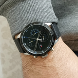 Tommy Hilfiger Trent Chronograph Quartz Black Dial Black Leather Strap Watch For Men - 1791810 Buy Now By Tommy Hilfiger