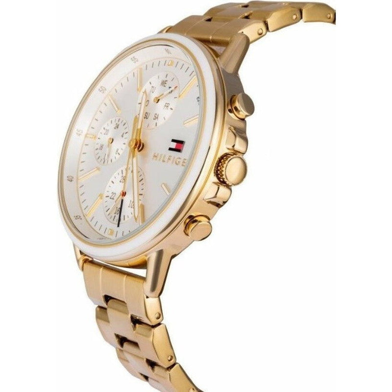 Shop Tommy Hilfiger Carly White Dial Gold Steel Strap Watch for Women - 1781786 in USA