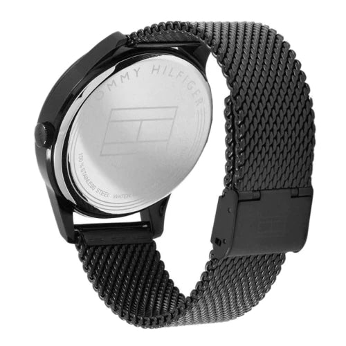 Shop Tommy Hilfiger Damon Quartz Black Dial Black Mesh Bracelet Watch for Men - 1791420 in USA