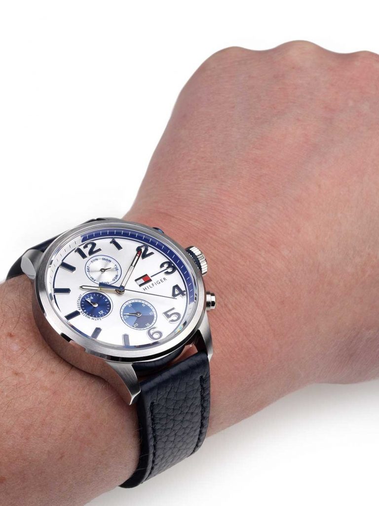 Shop Tommy Hilfiger Jackson Silver Dial Black Leather Strap Watch for Men - 1791240 in USA