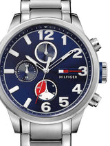 Shop Tommy Hilfiger Jackson Chronograph Blue Dial Silver Steel Strap Watch for Men - 1791242 in USA