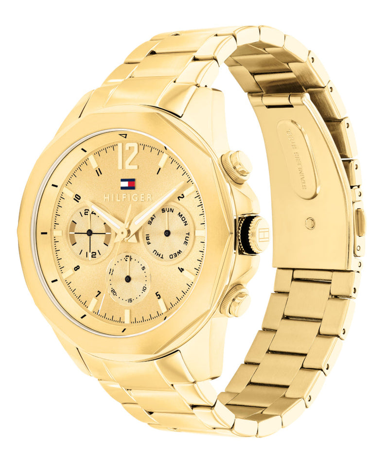 Tommy Hilfiger Lars Chronograph Gold Dial Gold Steel Strap Watch For Men - 1792060