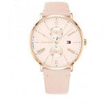 Tommy Hilfiger Jenna Analog Pink Dial Pink Leather Strap Watch for Women - 1782071
