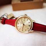 Shop Burberry The Classic Gold Dial Red Leather Strap Watch for Women - BU10102 in USA