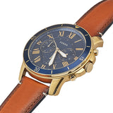 Fossil Grant Sport Chronograph Blue Dial Brown Leather Strap Watch for Men - FS5268 Buy Now By Fossil
