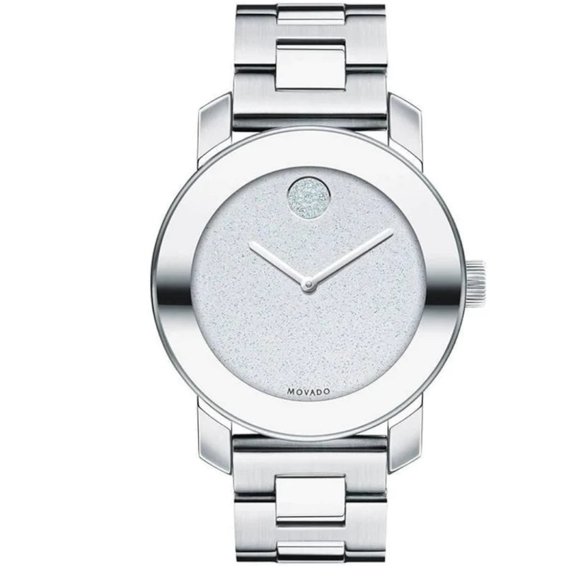 Shop Movado Bold Ceramic Silver Dial Silver Steel Strap Watch for Women - 3600638 in USA