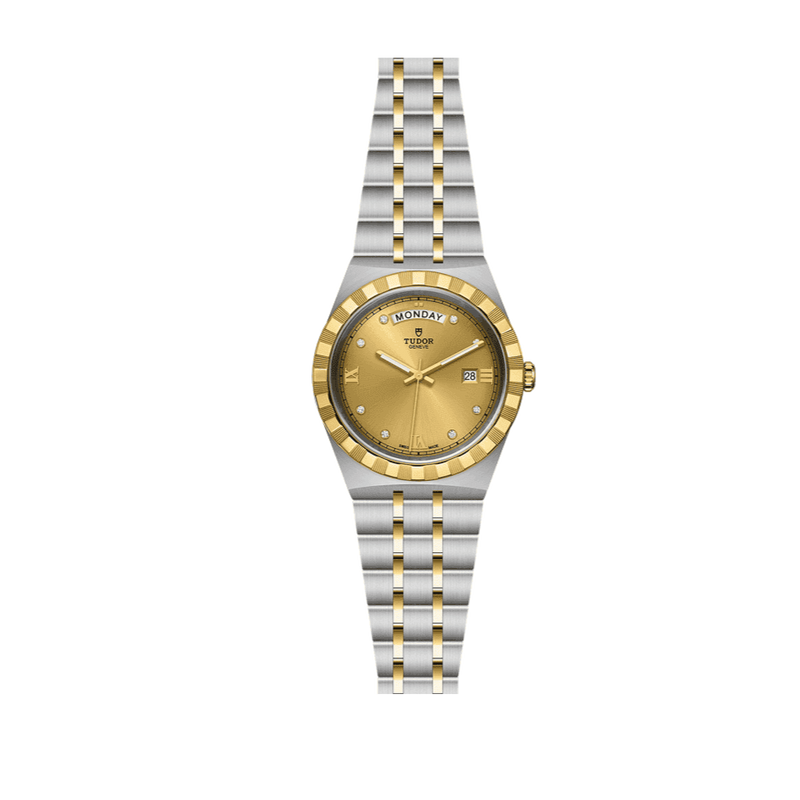 Tudor Royal Automatic Diamonds Gold Dial Two Tone Steel Strap Watch for Men - M28603-0006 Buy Now By Tudor