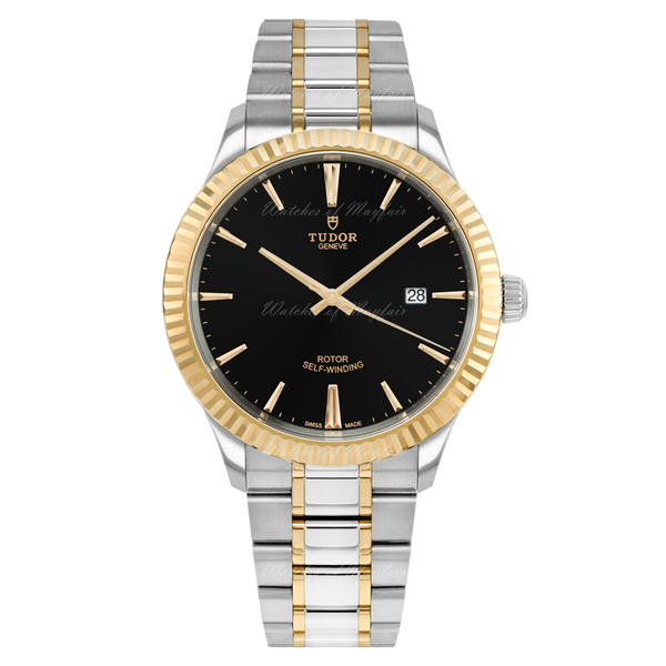 Tudor Style Automatic Black Dial Two Tone Steel Strap Watch for Men - M12713-0005
