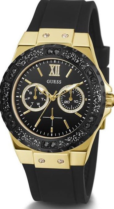 Shop Guess Black Dial Black Rubber Strap Watch For Women - W1053L7 in USA