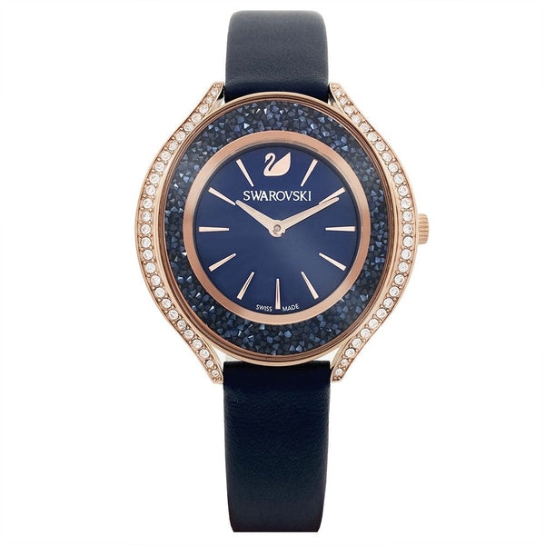 Shop Swarovski Crystalline Aura Blue Dial Blue Leather Strap Watch for Women - 5519447 in USA
