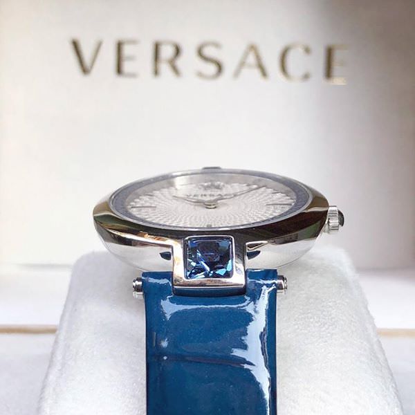 Versace Olympo Gleam White Dial Green Leather Strap Watch for Women - VAN020016 Buy Now By Versace