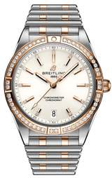 Breitling Chronomat Automatic 36 Diamonds White Dial Two Tone Steel Strap Watch for Women - U10380591A1U1
