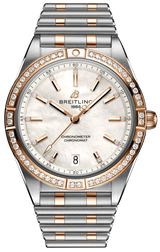 Breitling Chronomat Automatic 36 Diamonds Mother of Pearl Dial Two Tone Steel Strap Watch for Women - U10380591A2U1