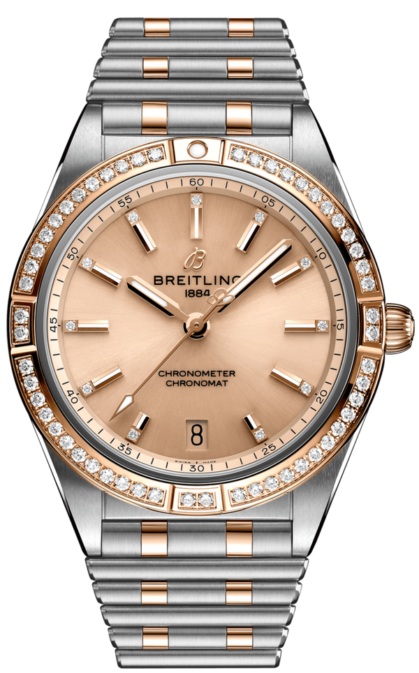 Breitling Chronomat Automatic 36 Diamonds Brown Dial Two Tone Steel Strap Watch for Women - U10380591K1U1