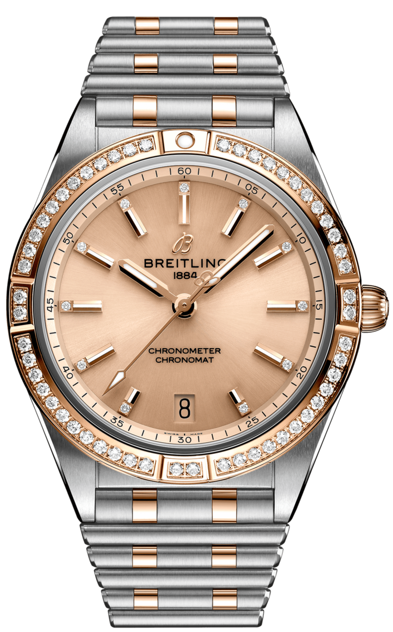 Breitling Chronomat Automatic 36 Diamonds Brown Dial Two Tone Steel Strap Watch for Women - U10380591K1U1