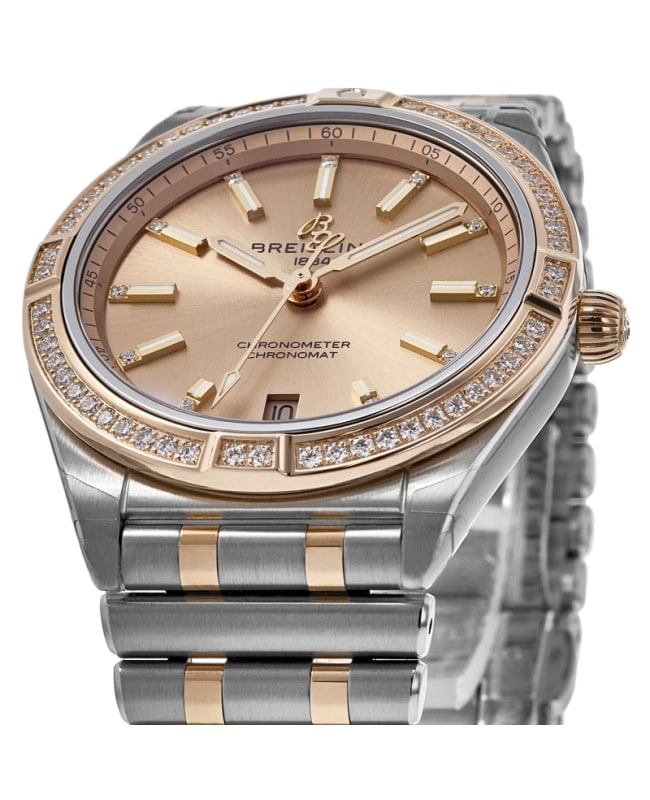 Breitling Chronomat Automatic 36 Diamonds Brown Dial Two Tone Steel Strap Watch for Women - U10380591K1U1