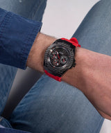 Guess Legacy Black Dial Red Silicone Strap Watch for Men - W1049G6 Buy Now By Guess