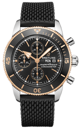 Breitling Superocean Heritage Chronograph 44 Black Dial Black Mesh Bracelet Watch for Men - U13313121B1S1