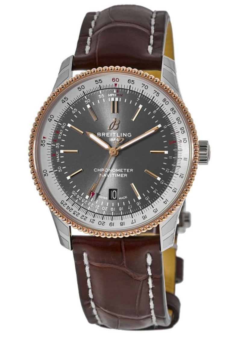Shop Breitling Navitimer 1 Automatic 41mm Black Dial Brown Leather Strap Mens Watch - U17326211M1P1 in USA