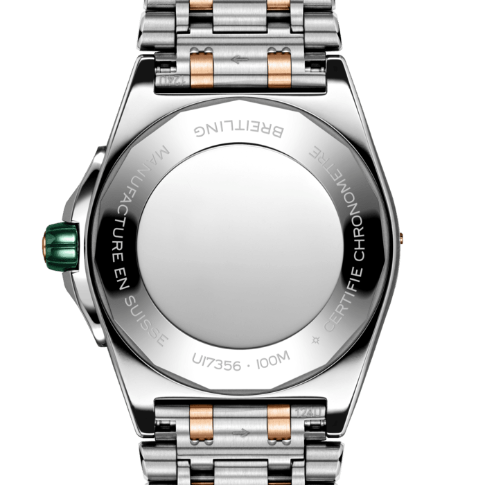 Breitling Super Chronomat Automatic 38 Diamonds Green Dial Two Tone Steel Strap Watch for Women - U17356531L1U1