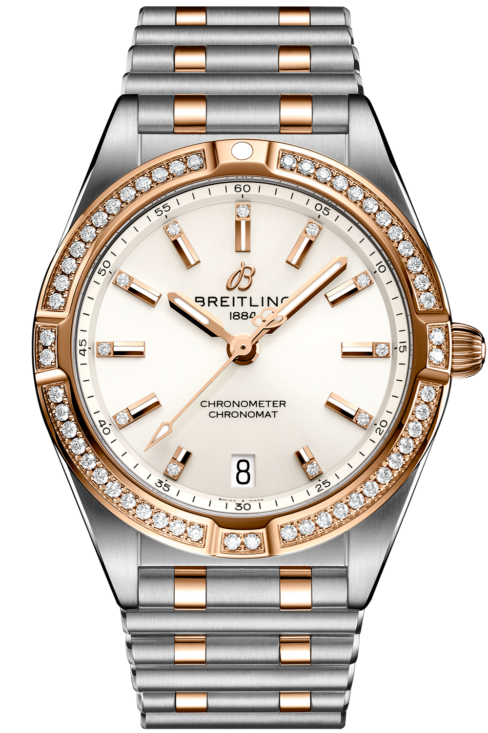 Breitling Chronomat 32 Diamonds White Dial Two Tone Steel Strap Watch for Women - U77310591A1U1