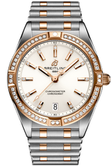 Breitling Chronomat 32 Diamonds White Dial Two Tone Steel Strap Watch for Women - U77310591A1U1
