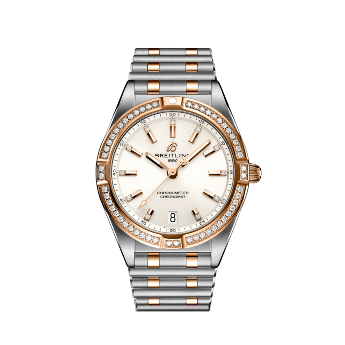 Breitling Chronomat 32 Diamonds White Dial Two Tone Steel Strap Watch for Women - U77310591A1U1