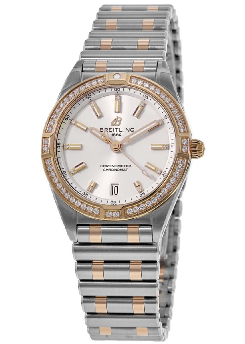 Breitling Chronomat 32 Diamonds White Dial Two Tone Steel Strap Watch for Women - U77310591A1U1