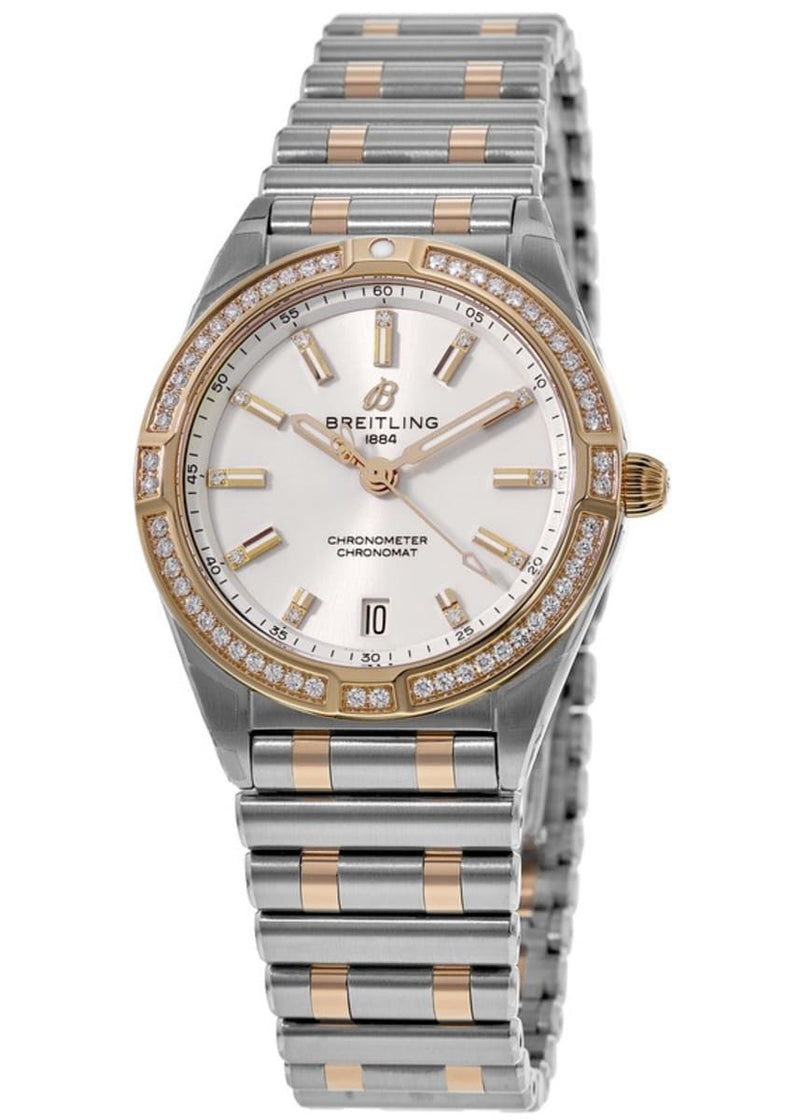Breitling Chronomat 32 Diamonds White Dial Two Tone Steel Strap Watch for Women - U77310591A1U1
