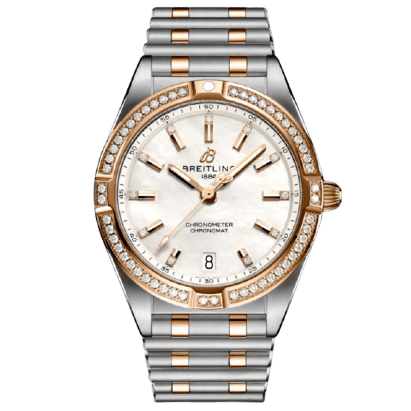 Breitling Chronomat 32 Diamonds White Dial Two Tone Steel Strap Watch for Women - U77310591A1U1