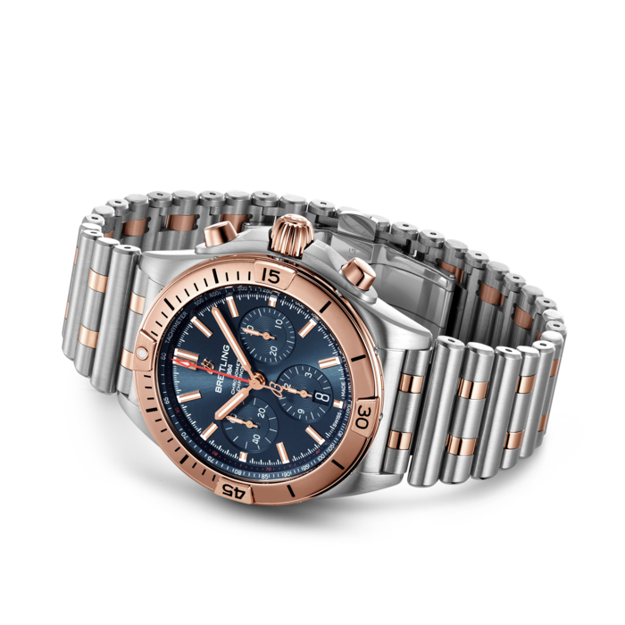 Breitling Chronomat B01 42mm Blue Dial Two Tone Steel Strap Watch for Men - UB0134101C1U1