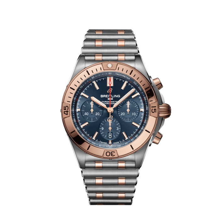 Breitling Chronomat B01 42mm Blue Dial Two Tone Steel Strap Watch for Men - UB0134101C1U1