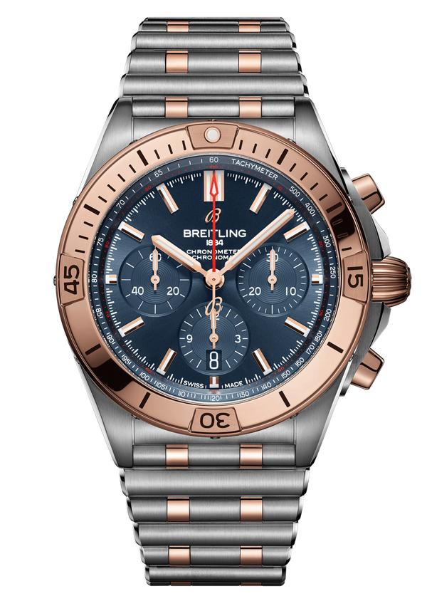 Breitling Chronomat B01 42mm Blue Dial Two Tone Steel Strap Watch for Men - UB0134101C1U1