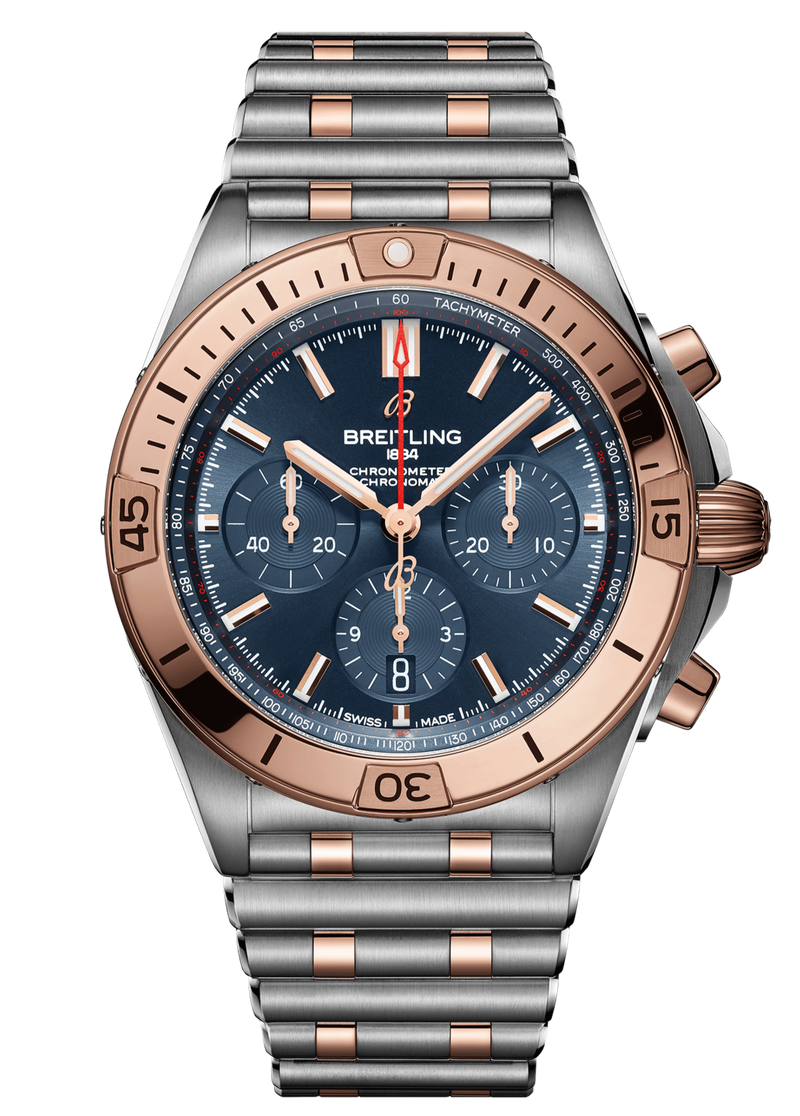 Breitling Chronomat B01 42mm Blue Dial Two Tone Steel Strap Watch for Men - UB0134101C1U1