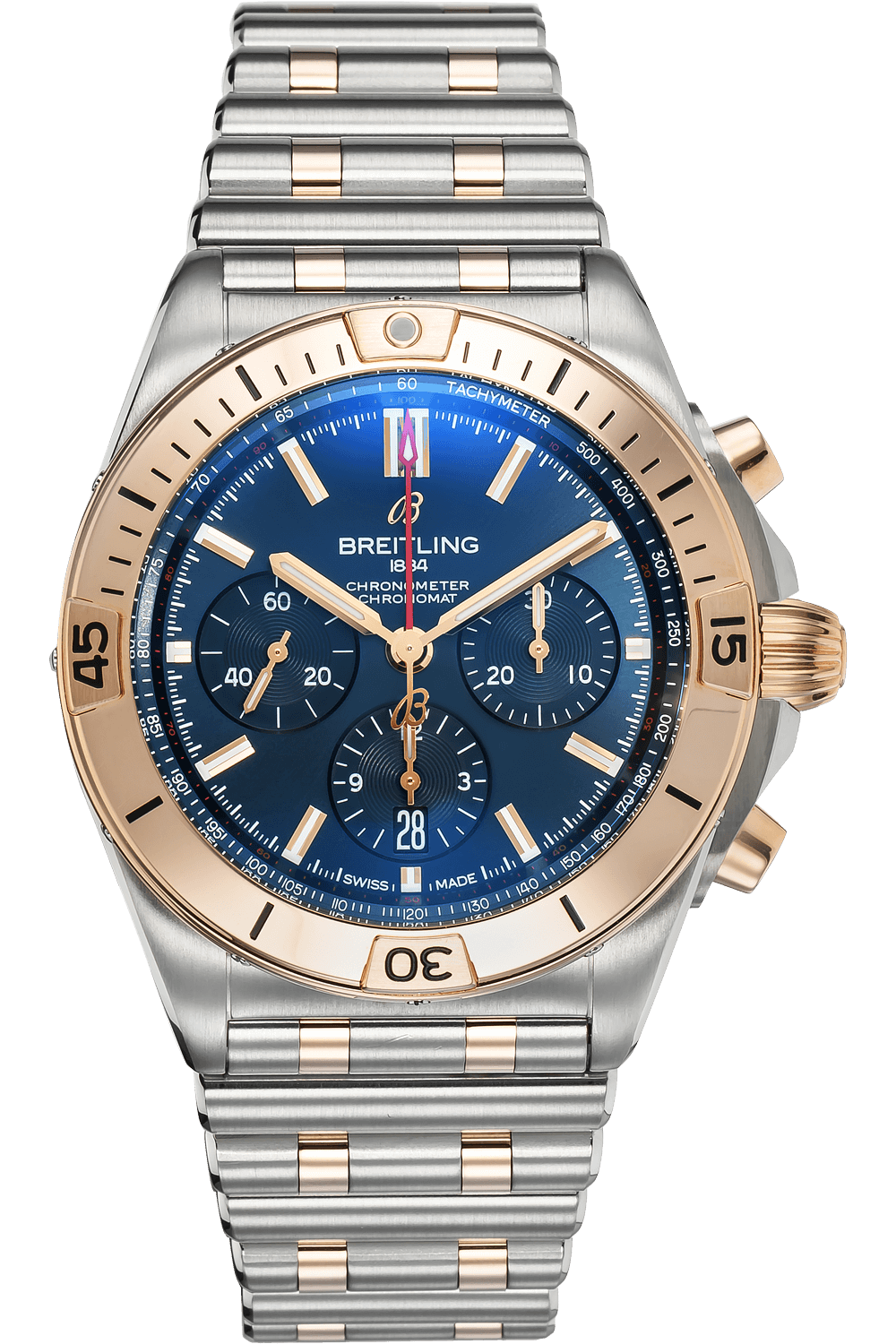 Breitling Chronomat B01 42mm Blue Dial Two Tone Steel Strap Watch for Men - UB0134101C1U1